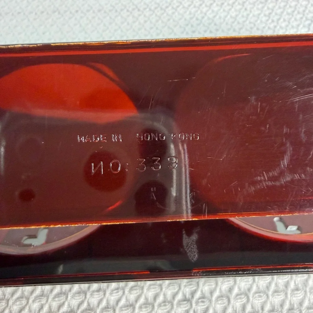 Vintage Amber Lucite Dual Sided Tilting Vanity Mirror Hong Kong NO 339 MCM